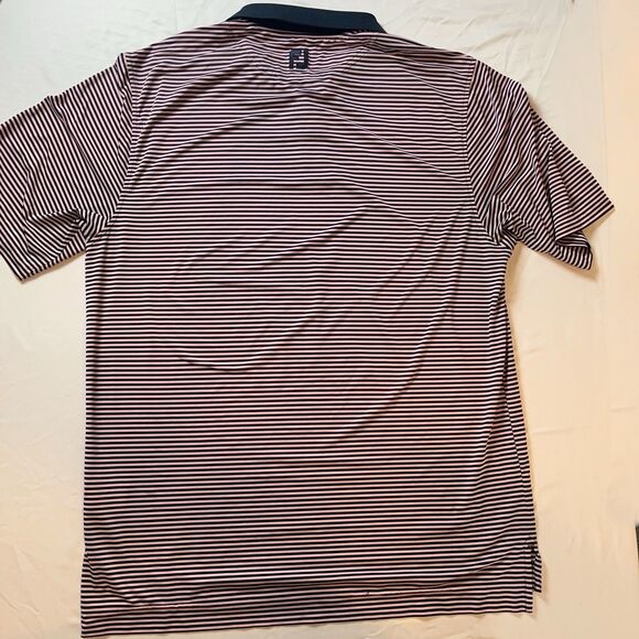 Footjoy Polo Shirt Mens Large Pink Black Striped Performance Stretch Golfer - Picture 2 of 6